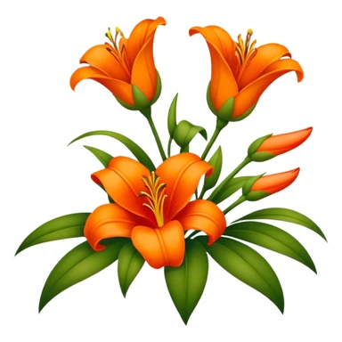 Orangene Lilien und rote Pfingstrosen sticker