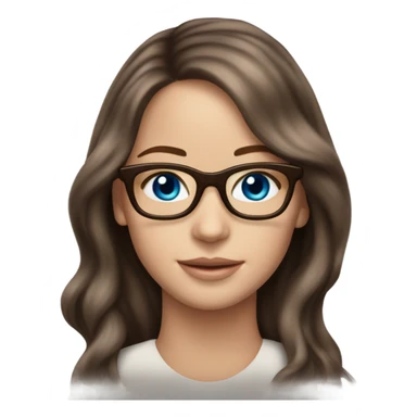 Photo Jennifer Lawrence with blue eyes glasses and long chocolate coloured hair sticker