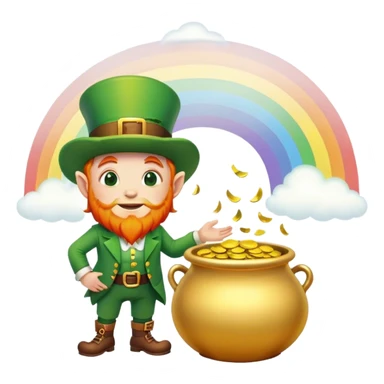 Leprechaun golden's pot with a gigante rainbow falling into the gold sticker