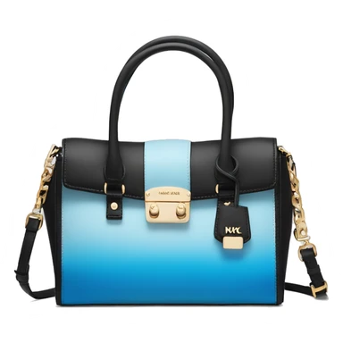 Realistic isolated white,sky blue,and black ombre Michael Kors satchel purse.  sticker