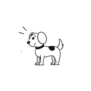 mini dog, black doodle style sticker