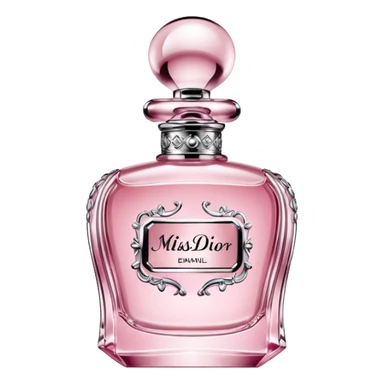 Miss Dior perfume bottle, elegant, pink liquid sticker