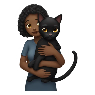 A black girl hugging a  black cat sticker