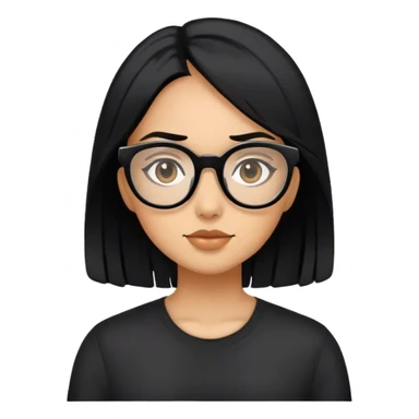 Black hair tan skin black glasses girl sticker