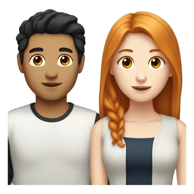 White female with ginger hair and korean male with black hair  sticker