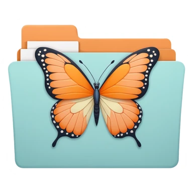 pastel orange file folder with butterfly on the cover sticker