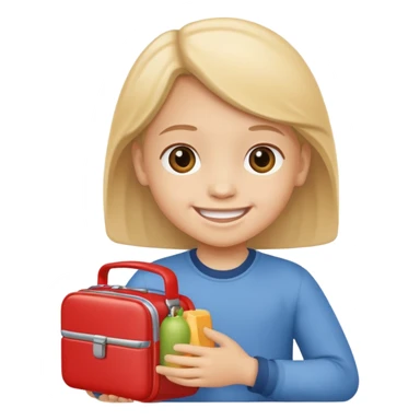 child with lunchbox sticker