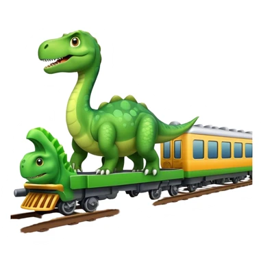 The dinosaur is riding on a train. sticker