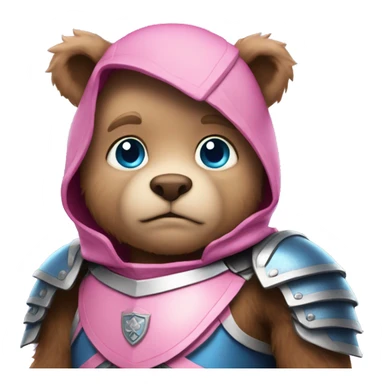 Blue eyed bear in pink armor  sticker