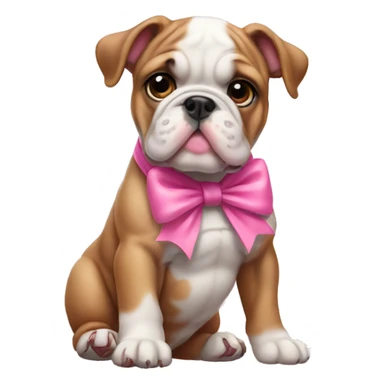 Bulldog puppy with pink bow  sticker