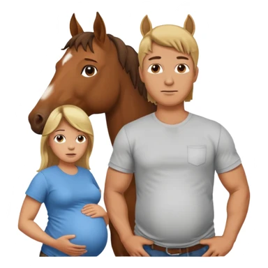 pregnant man  with horse sticker