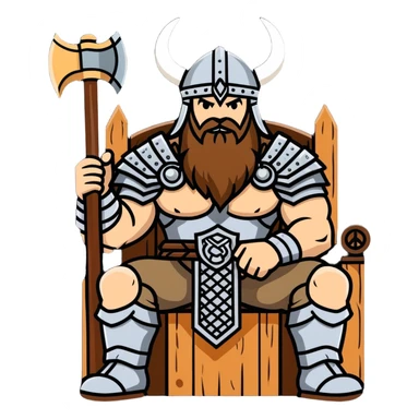 Viking warrior sitting on a throne sticker