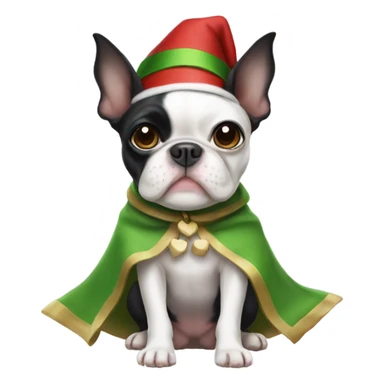 Boston terrier dressed like elf sticker