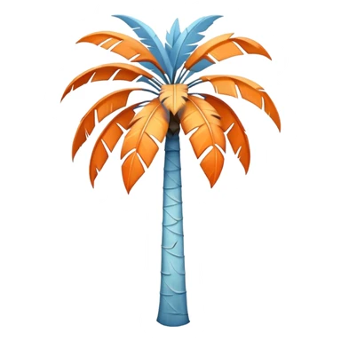 palm tree with pastel blue trunk and pastel orange leaves sticker