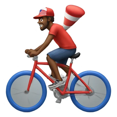guy on a bike wearing a maga hat  sticker