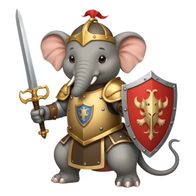 ELEPHENT KNIGHT WITH SHIELD AND SWORD RIDE ON SMALL RAT sticker