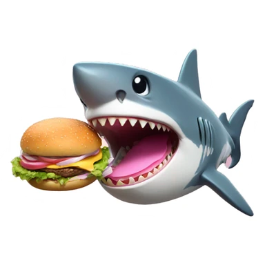 shark eating burger pink sticker