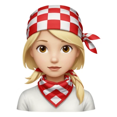 girl blonde hair, wear red and white checkered bandana sticker