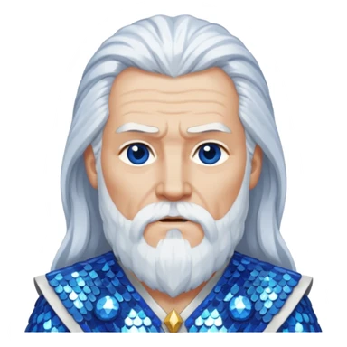 Odin, God of Wisdom from Gods and Goddesses with long white hair, blue and white sequin outfit sticker