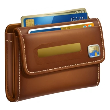 portefeuille marron avec quelques billets et carte bancaire sticker