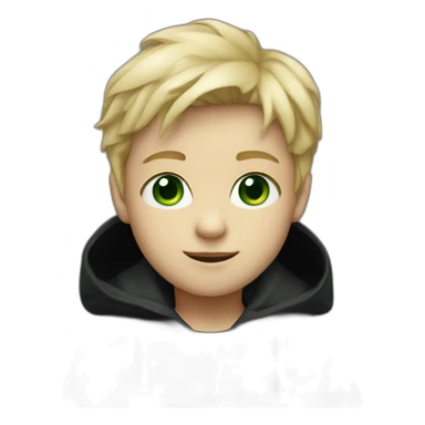 Blond boy with Black anorak kid Green eyes sticker