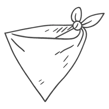 hand drawn outlined icon of an unfolded blue bandana sticker