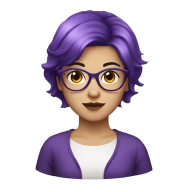 girl with white glasses and short dark purple hair sticker