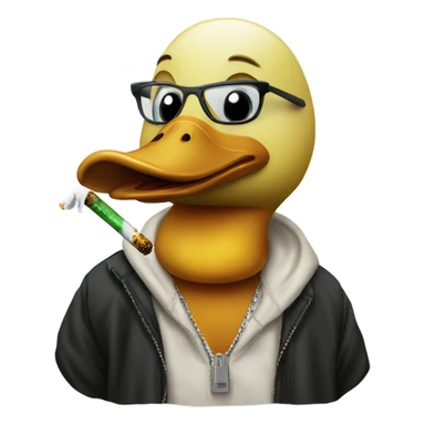 A duck wearing kanye merch and smoking a joint  sticker