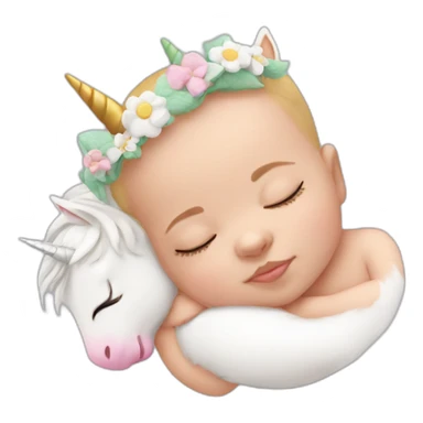 Sleeping white Newborn with unicorn headband sticker