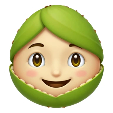 can you make a cuite pistachio emojii that is pixalited and wear th echaracter laught/ smile to the point where it closes it eyes  sticker