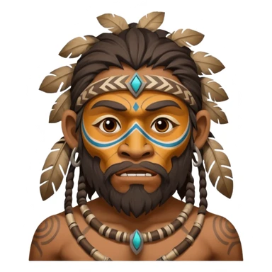 cave man with ritual mask sticker