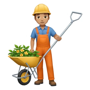Landscaping company worker, walking with wheelbarrow, full body sticker