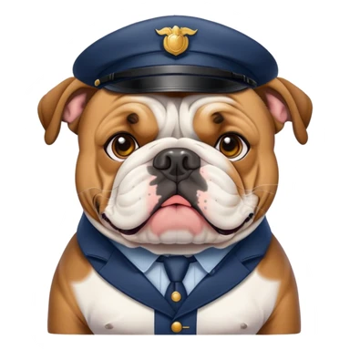 english bulldog with a postman sticker