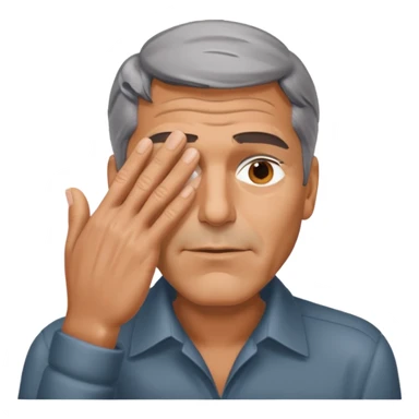 George clooney covering his eyes with his hand sticker