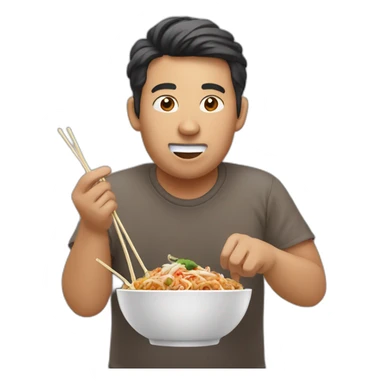 person eatting pad thai sticker
