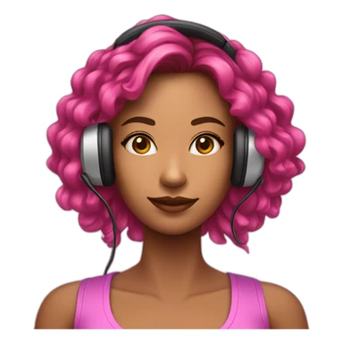Mulher com cabelo loira com fone gamer rosa sticker