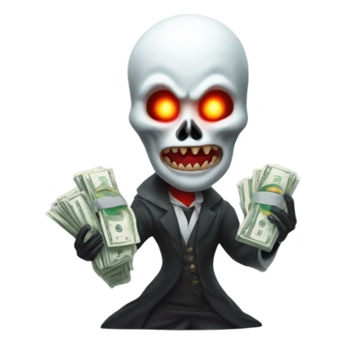 Ghost mixed with a red demon with money and a trophy sticker