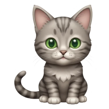 A high-resolution photo-realistic digital illustration of a grey tabby cat kitten, chest upward sticker