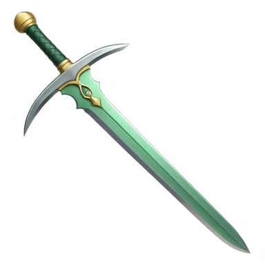 Double-edged arched sword with green color sticker