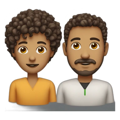 head and shoulder of teacher, short very curly brown hair, big broken nose, and curly mustache and goatee sticker