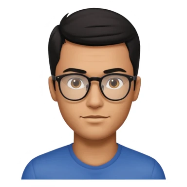 make a guy from portugal that has glasses and has a good jawline and a little masculine and black hair that spreads to the sides and make him gloss sticker