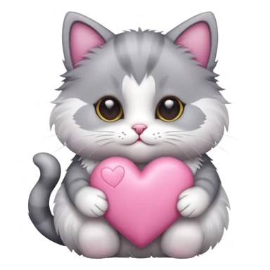 Cat holding a pink heart sticker