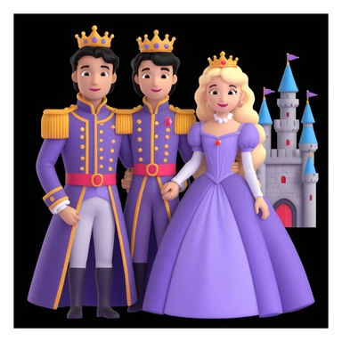 prince and princess disny dress close up photo in castle sticker