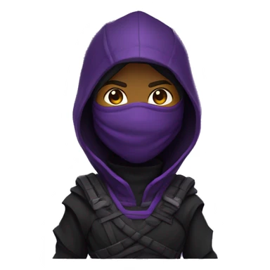  ninja con ropa futurista de color negra y morada sticker
