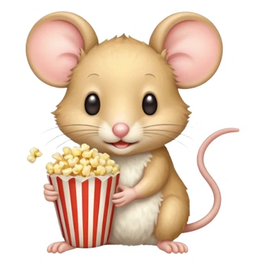 mouse holding pop corn sticker