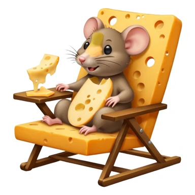 Rat in a lounge chair with a cheese sticker