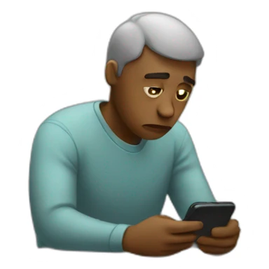 sad person looking at their phone sticker