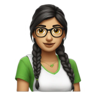Mia Khalifa braid white tshirt green sleeves sticker