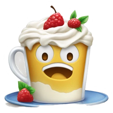 piring putih berisikan kue vanilla dan secangkir susu berserta ada sendoknya sticker