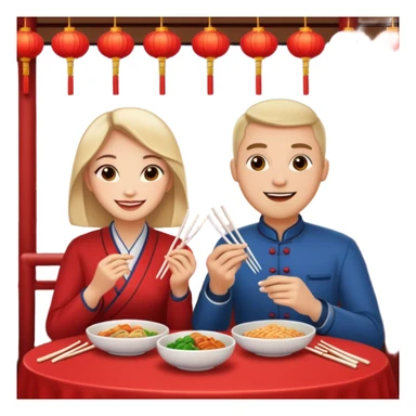 ligth couple having dinner at a Chinese restaurant sticker